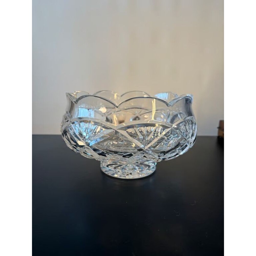Signed Small Footed Cut Crystal Bowl Artist Dated 2008